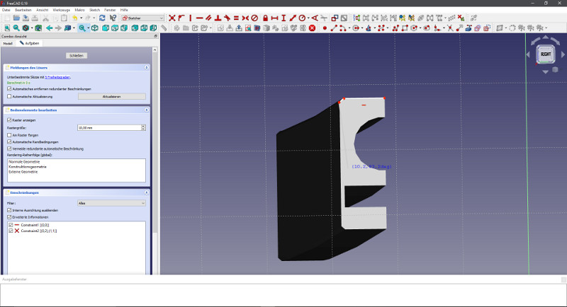 Anlegen einer Skizze mit FreeCAD